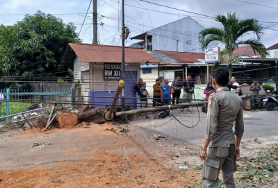 Tiang FO Tumbang Belasan Jam, Pemko Pekanbaru Turunkan Tim Gabungan