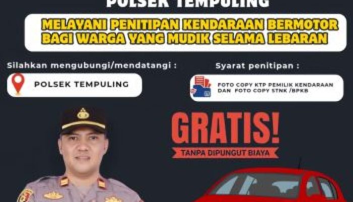 Polsek Tempuling Sediakan Penitipan Kendaraan Gratis untuk Pemudik
