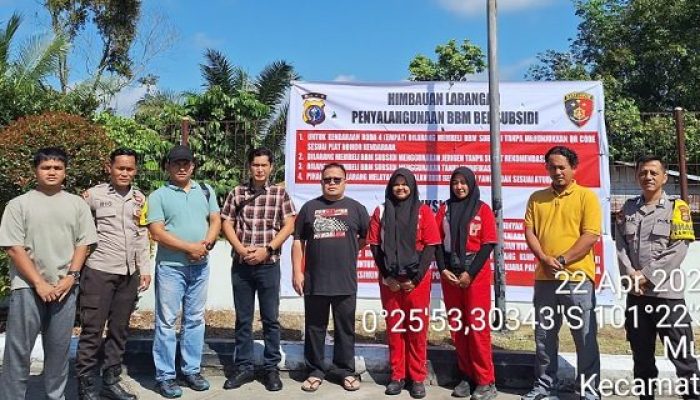 Polsek Singingi Pasang Spanduk Imbauan Larangan Penyalahgunaan BBM Subsidi