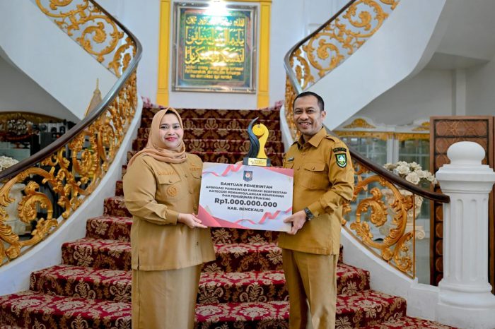 Wabup Bagus Santoso Serahkan Penghargaan Nasional kepada Bupati Bengkalis