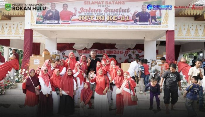 Semarak HUT ke-81 RI di Rambah, Bupati Anton Lepas Ribuan Peserta Jalan Santai