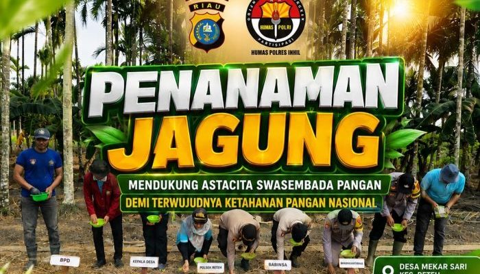 Polsek Reteh Dukung Swasembada Pangan, Tanam Jagung di Desa Mekar Sari