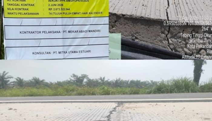 Proyek Rp2,67 Miliar Kembali Rusak, Kepala Dinas PUPR Pekanbaru Pilih Diam